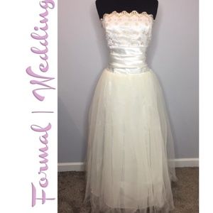 FIESTA Strapless Satin & Tulle Ankle Length Gown